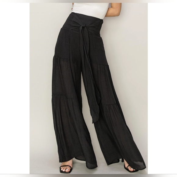 #630 SALE 🛑S,M,L NEW! Fabulous Boho Tie-Front Ruched Tiered Pants - Picture 10 of 12